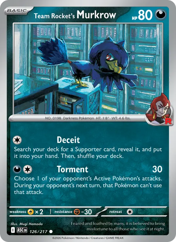 Team Rocket's Murkrow 126 Ascended Heroes Pokesingles