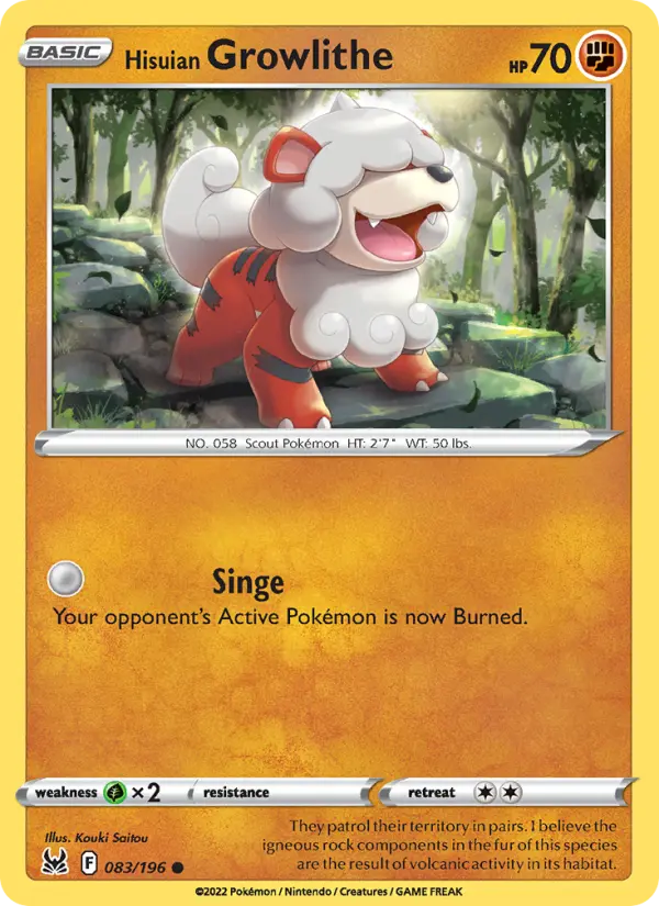 Hisuian Growlithe 83 Lost Origin Pokesingles