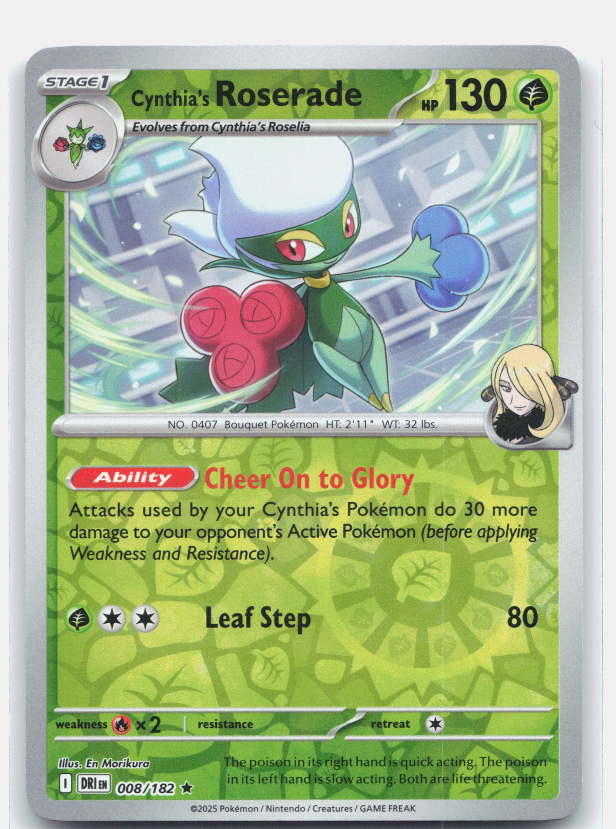 Cynthia's Roserade 008 - SV10: Destined Rivals - Reverse Holofoil