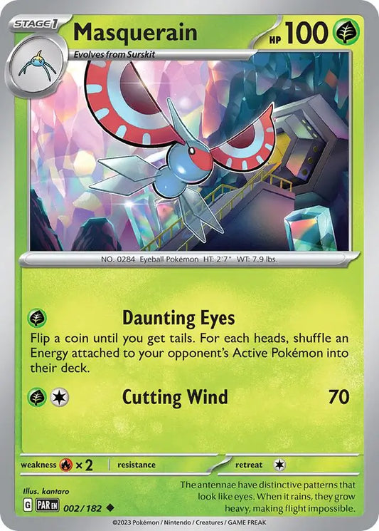 002 Masquerain, Paradox Rift, nonholo, 2.00 kr, Pokesingles. Kjøp pokemon kort til lave priser hos oss.