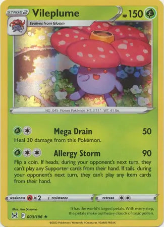 Vileplume 003, Lost Origin | Sword & Shield, , 0.00 kr, Pokesingles. Kjøp pokemon kort til lave priser hos oss.