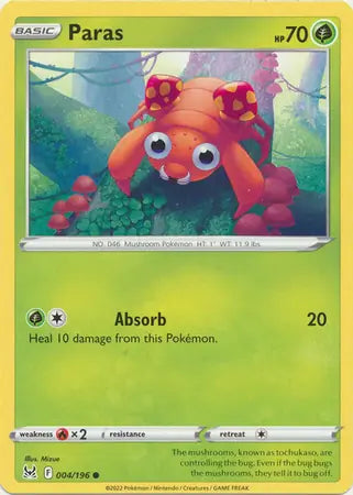 Paras 004, Lost Origin | Sword & Shield, , 0.00 kr, Pokesingles. Kjøp pokemon kort til lave priser hos oss.