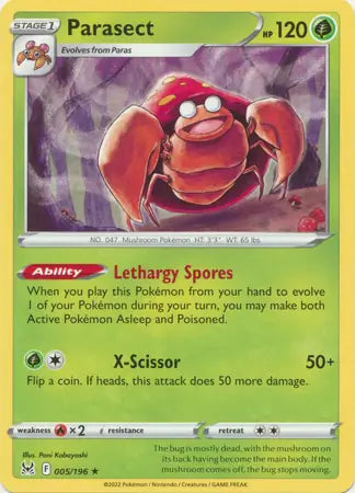 Parasect 005, Lost Origin | Sword & Shield, , 0.00 kr, Pokesingles. Kjøp pokemon kort til lave priser hos oss.