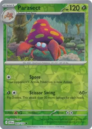 Parasect Reverse Holo 005 - Journey Together Pokesingles