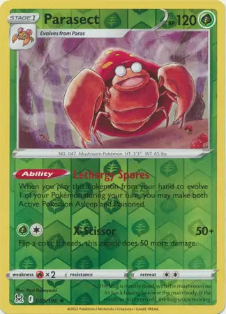 Parasect Reverse Holo 005, Lost Origin | Sword & Shield, , 0.00 kr, Pokesingles. Kjøp pokemon kort til lave priser hos oss.