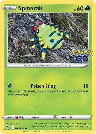 06 Spinarak, Pokemon Go | Sword & Shield, nonholo, 2.00 kr, Pokesingles. Kjøp pokemon kort til lave priser hos oss.