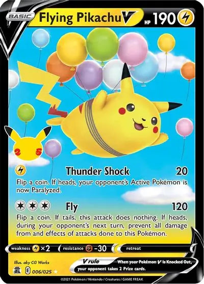 Flying Pikachu V 006, Celebrations | Sword & Shield, v, 12.00 kr, Pokesingles. Kjøp pokemon kort til lave priser hos oss.