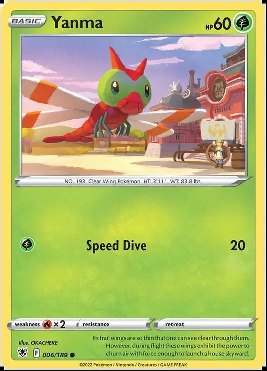 006 Yanma, Astral Radiance | Sword & Shield, , 3.00 kr, Pokesingles. Kjøp pokemon kort til lave priser hos oss.