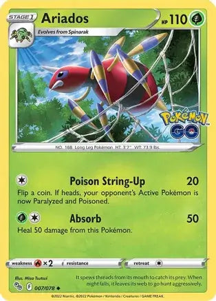 07 Ariados, Pokemon Go | Sword & Shield, nonholo, 2.00 kr, Pokesingles. Kjøp pokemon kort til lave priser hos oss.