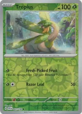 007 Tropius - Reverse Holo, Scarlet & Violet Base, , 4.00 kr, Pokesingles. Kjøp pokemon kort til lave priser hos oss.