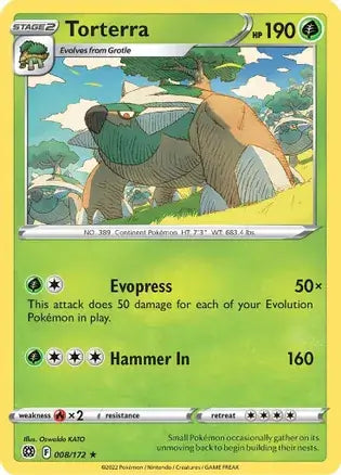 Torterra Holo Rare 008, Brilliant Stars | Sword & Shield, , 10.00 kr, Pokesingles. Kjøp pokemon kort til lave priser hos oss.