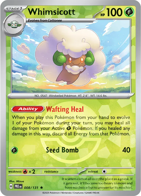 Whimsicott Poke ball Holo 008 - Prismatic Evolutions Pokesingles