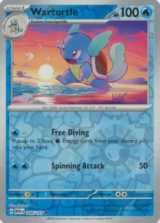 008 Wartortle Reverse Holo, 151 | Scarlet & Violet, reverse, 4.00 kr, Pokesingles. Kjøp pokemon kort til lave priser hos oss.