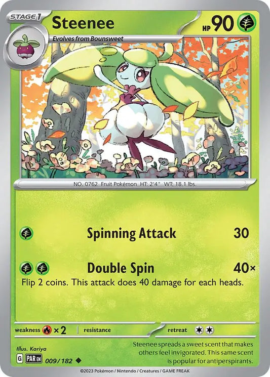 009 Steenee, Paradox Rift, nonholo, 2.00 kr, Pokesingles. Kjøp pokemon kort til lave priser hos oss.