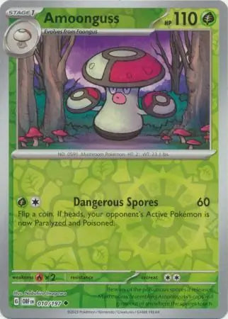 Amoonguss Reverse Holo 010, Obsidian Flames | Scarlet & Violet, , 4.00 kr, Pokesingles. Kjøp pokemon kort til lave priser hos oss.