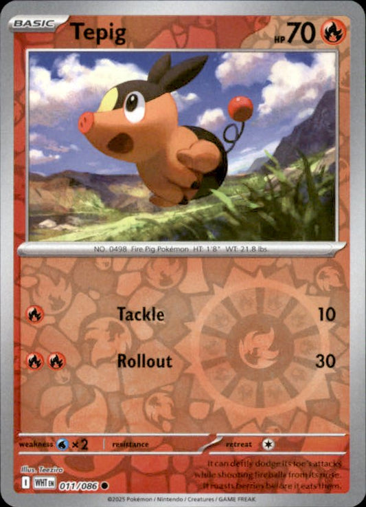 Tepig Reverse Holo 011 - White Flare Pokesingles