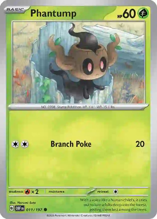 Phantump 011, Obsidian Flames | Scarlet & Violet, , 5.00 kr, Pokesingles. Kjøp pokemon kort til lave priser hos oss.