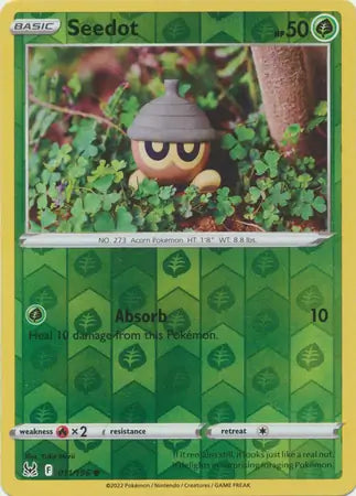Seedot Reverse Holo 011, Lost Origin | Sword & Shield, , 0.00 kr, Pokesingles. Kjøp pokemon kort til lave priser hos oss.