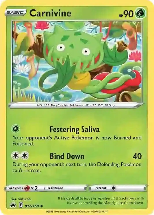 Carnivine 012, Crown Zenith | Sword & Shield, , 0.00 kr, Pokesingles. Kjøp pokemon kort til lave priser hos oss.