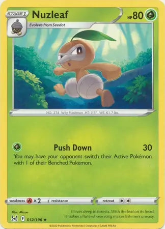 Nuzleaf 012, Lost Origin | Sword & Shield, , 0.00 kr, Pokesingles. Kjøp pokemon kort til lave priser hos oss.
