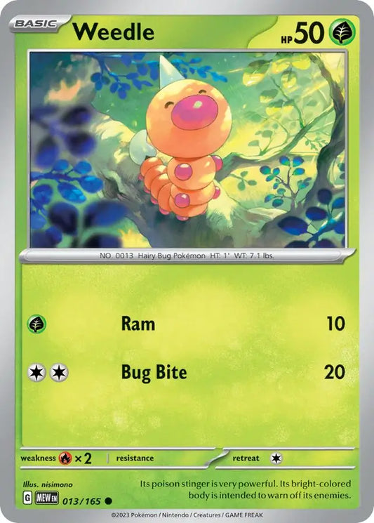 013 Weedle, 151 | Scarlet & Violet, , 3.00 kr, Pokesingles. Kjøp pokemon kort til lave priser hos oss.