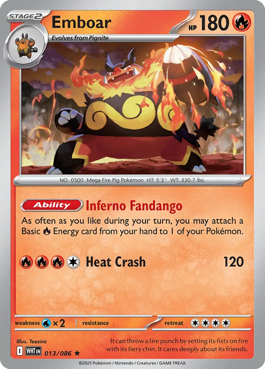Emboar Holo Rare 013 - White Flare Pokesingles