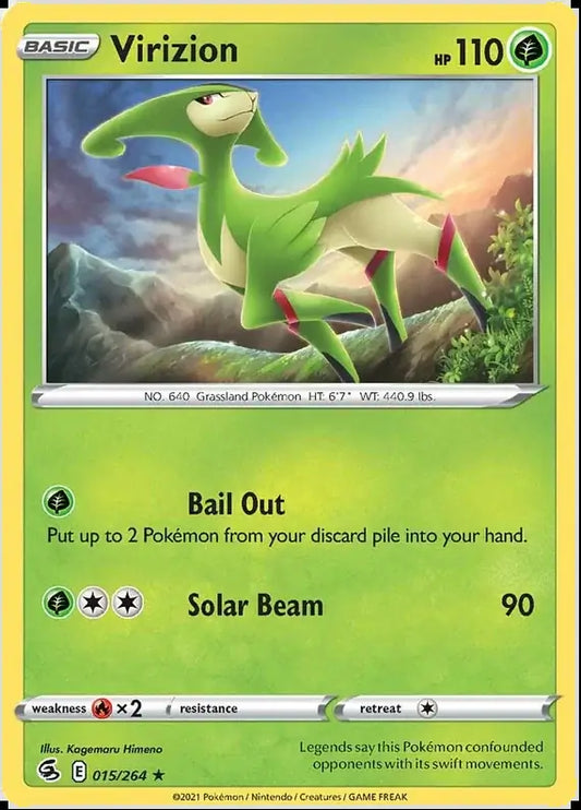 Virizion 015, Fusion Strike | Sword & Shield, , 2.00 kr, Pokesingles. Kjøp pokemon kort til lave priser hos oss.