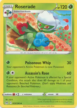 Roserade 015, Lost Origin | Sword & Shield, , 0.00 kr, Pokesingles. Kjøp pokemon kort til lave priser hos oss.