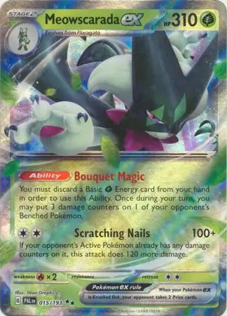 Meowscarada ex 015 - Paldea Evolved, Paldea Evolved | Scarlet & Violet, , 25.00 kr, Pokesingles. Kjøp pokemon kort til lave priser hos oss.