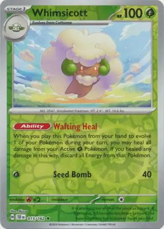 015 Whimsicott - Reverse Holo, Temporal Forces | Scarlet & Violet, reverse, 5.00 kr, Pokesingles. Kjøp pokemon kort til lave priser hos oss.