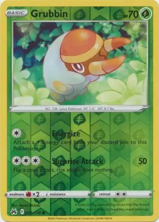 Grubbin Reverse Holo 015, Crown Zenith | Sword & Shield, , 0.00 kr, Pokesingles. Kjøp pokemon kort til lave priser hos oss.