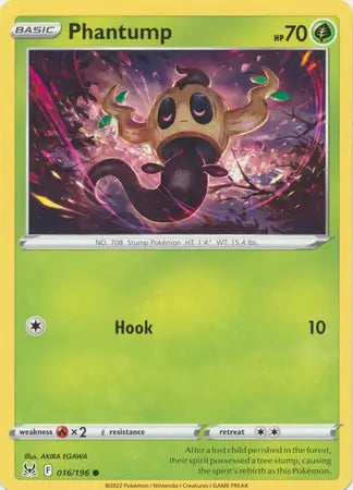 Phantump 016, Lost Origin | Sword & Shield, , 0.00 kr, Pokesingles. Kjøp pokemon kort til lave priser hos oss.