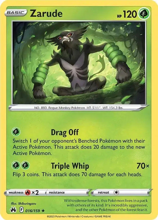 Zarude 016, Crown Zenith | Sword & Shield, , 0.00 kr, Pokesingles. Kjøp pokemon kort til lave priser hos oss.