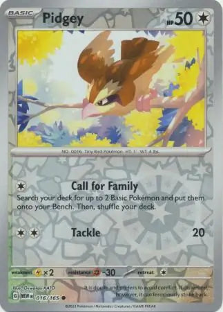 016 Pidgey Reverse Holo, 151 | Scarlet & Violet, reverse, 4.00 kr, Pokesingles. Kjøp pokemon kort til lave priser hos oss.