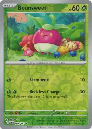 Bounsweet Reverse Holo 016, Obsidian Flames | Scarlet & Violet, , 4.00 kr, Pokesingles. Kjøp pokemon kort til lave priser hos oss.