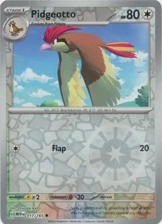017 Pidgeotto Reverse Holo, 151 | Scarlet & Violet, reverse, 4.00 kr, Pokesingles. Kjøp pokemon kort til lave priser hos oss.