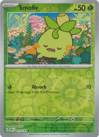 Smoliv Reverse Holo 019, Obsidian Flames | Scarlet & Violet, , 4.00 kr, Pokesingles. Kjøp pokemon kort til lave priser hos oss.