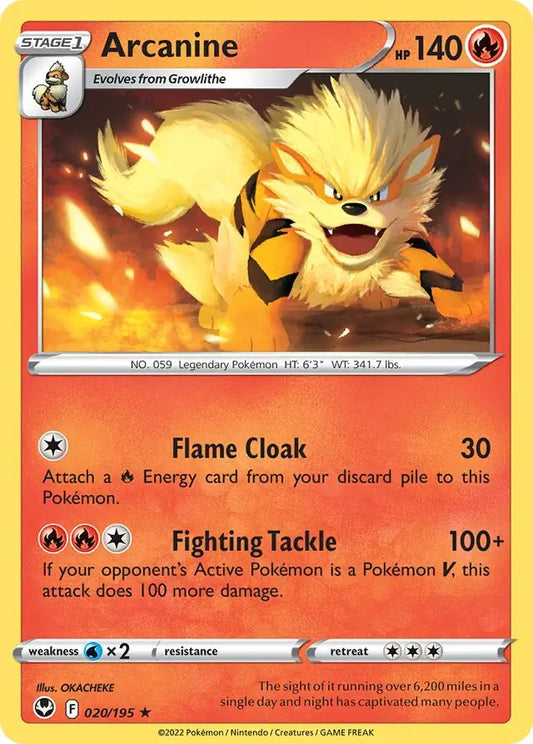Arcanine 020, Silver Tempest | Sword & Shield, , 0.00 kr, Pokesingles. Kjøp pokemon kort til lave priser hos oss.
