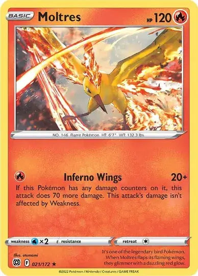 Moltres Non-Holo Rare 021, Brilliant Stars | Sword & Shield, , 4.00 kr, Pokesingles. Kjøp pokemon kort til lave priser hos oss.