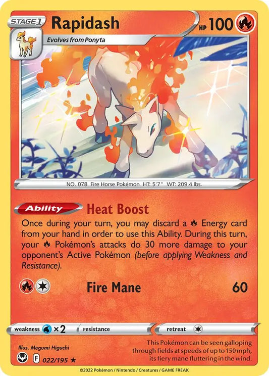 Rapidash 022, Silver Tempest | Sword & Shield, , 0.00 kr, Pokesingles. Kjøp pokemon kort til lave priser hos oss.