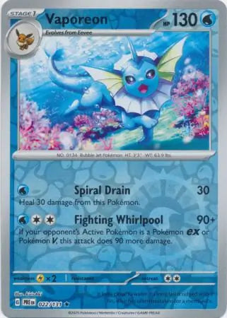 Vaporeon Reverse Holo 022 Pokesingles