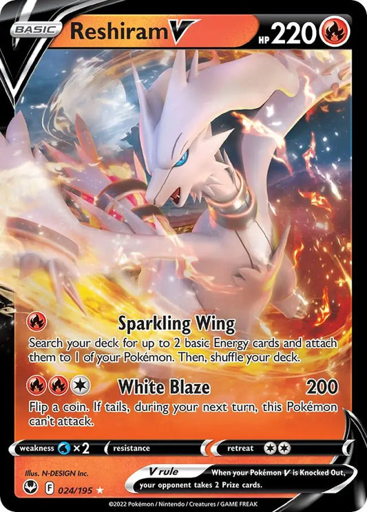 Reshiram V 024, Silver Tempest | Sword & Shield, , 0.00 kr, Pokesingles. Kjøp pokemon kort til lave priser hos oss.