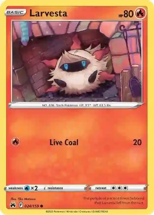 Larvesta 024, Crown Zenith | Sword & Shield, , 0.00 kr, Pokesingles. Kjøp pokemon kort til lave priser hos oss.