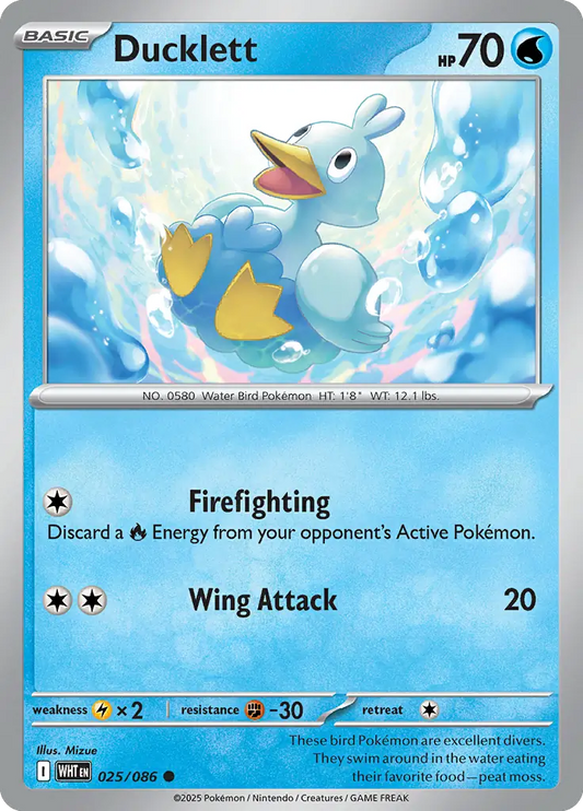 Ducklett 025 - White Flare Pokesingles