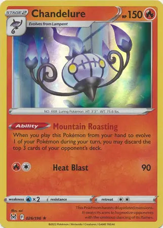 Chandelure 026, Lost Origin | Sword & Shield, , 0.00 kr, Pokesingles. Kjøp pokemon kort til lave priser hos oss.