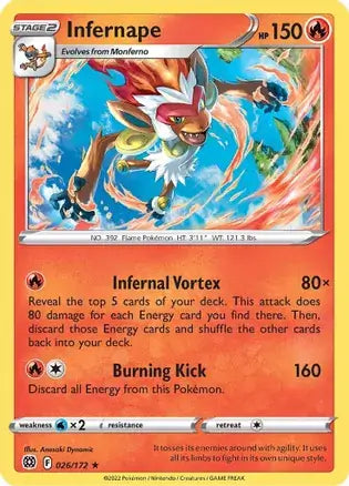 Infernape Holo Rare 026, Brilliant Stars | Sword & Shield, , 10.00 kr, Pokesingles. Kjøp pokemon kort til lave priser hos oss.
