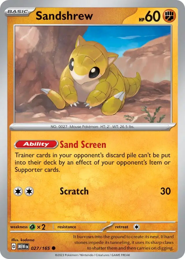 027 Sandshrew, 151 | Scarlet & Violet, , 3.00 kr, Pokesingles. Kjøp pokemon kort til lave priser hos oss.