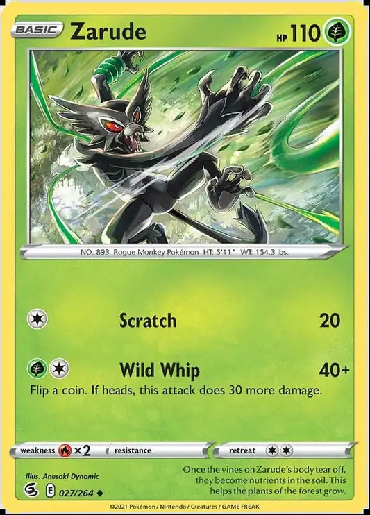 Zarude 027, Fusion Strike | Sword & Shield, , 2.00 kr, Pokesingles. Kjøp pokemon kort til lave priser hos oss.