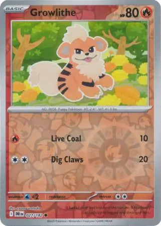 Growlithe Reverse Holo 027 - Destined Rivals Pokesingles