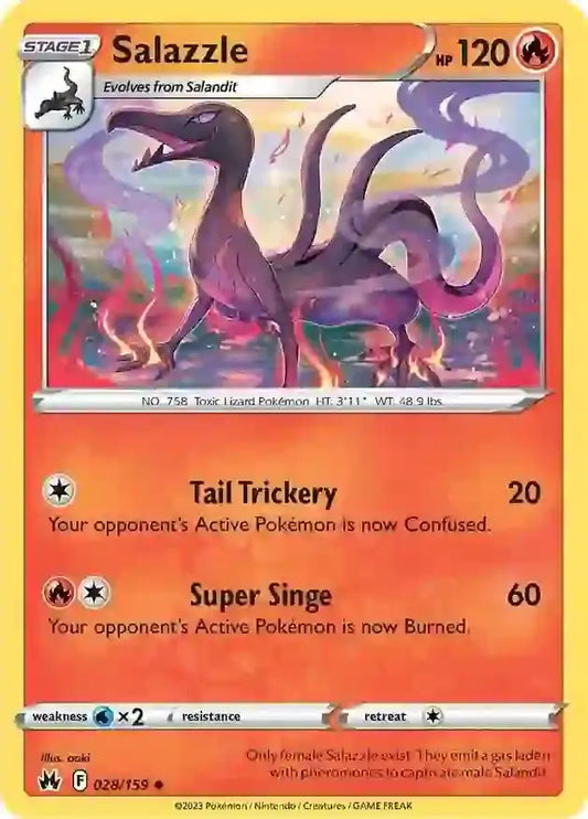 Salazzle 028, Crown Zenith | Sword & Shield, , 0.00 kr, Pokesingles. Kjøp pokemon kort til lave priser hos oss.